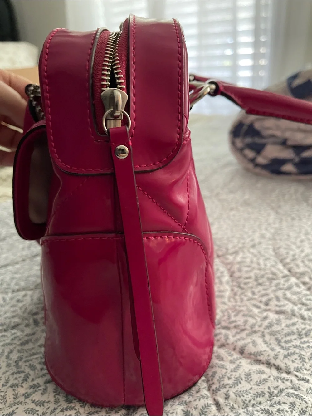 Authentic Y2K Coach Poppy Liquid Gloss Quilted Satchel – Magenta Pink (F20721)